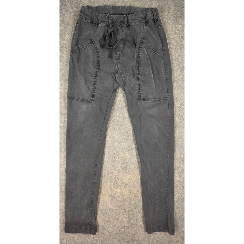 Tina Stephens Italy Gray Lyocell Mineral Wash Drawstring Jogger Pants O/S Grunge